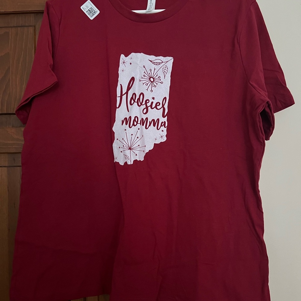 Red Graphic Tee with Hoosier Momma Design
